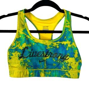 Nike Pro Sports Bra Women’s Medium Livestrong Tie-Dye Yellow Green Blue